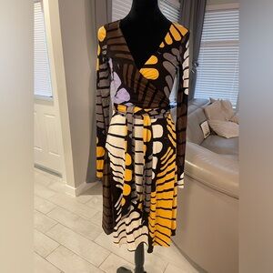 Issa London monarch faux wrap 100% silk jersey dress US 10